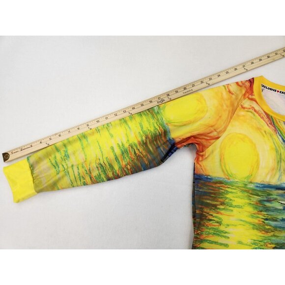 Exclusive Top Women Large Colorful Rainbow Sun Beach Sunset Painting Art to Wear - Picture 4 of 7